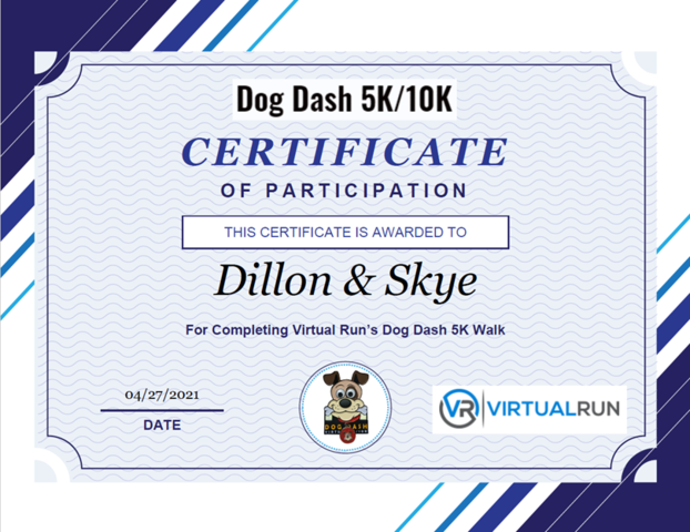 Dog Dash Certificate